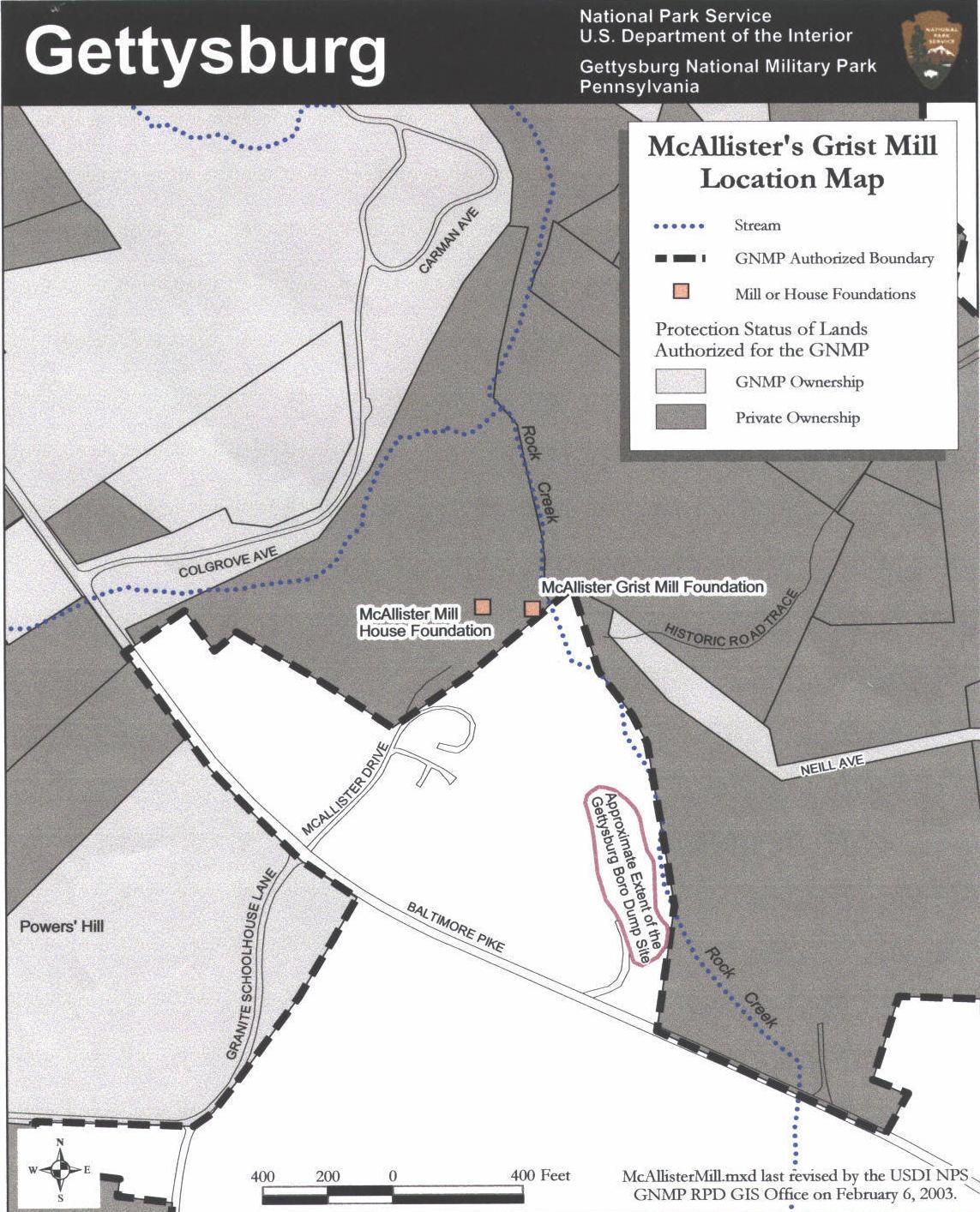 Map Showing McAllister Mill Site